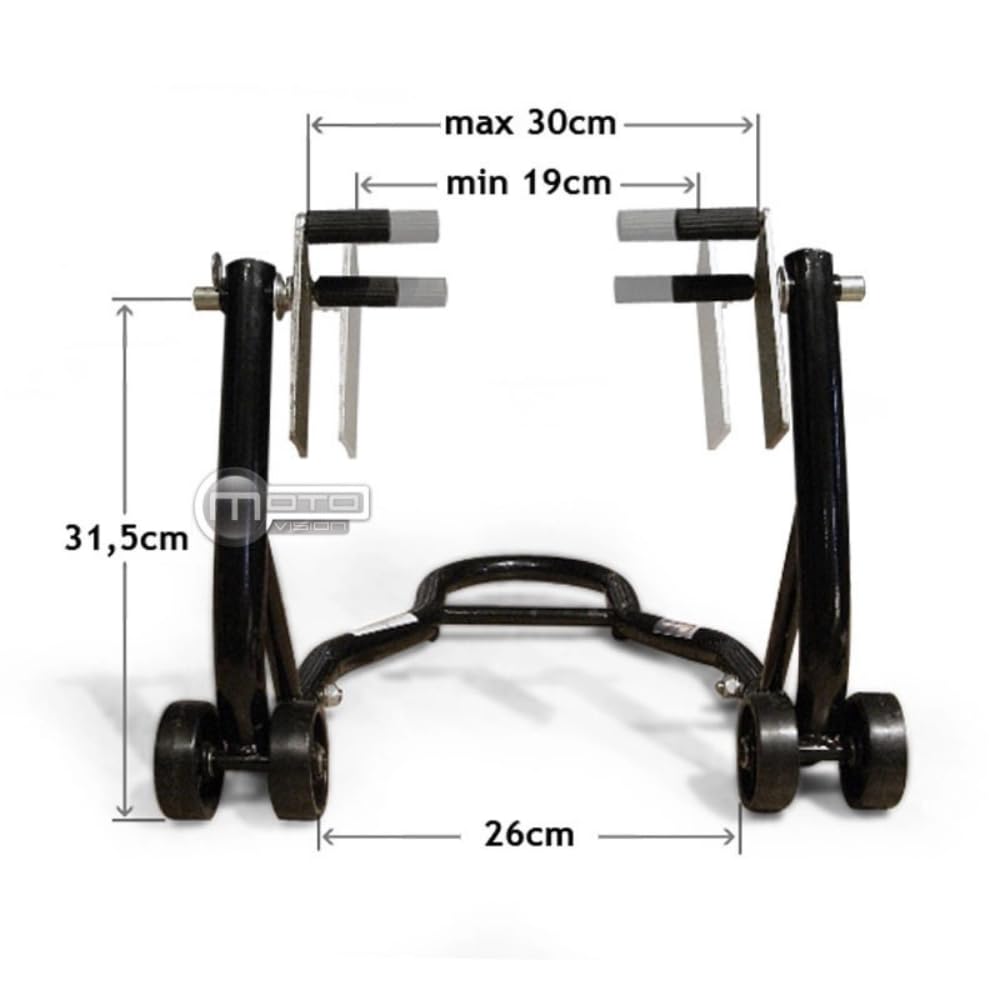 Béquille Avant d’Atelier Moto Universelle - Support Réglable avec roulettes en PVC et Supports Caoutchouc (Rouge)