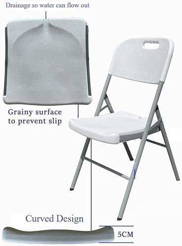 كرسي من ECVV للاستخدام الداخلي والخارجي والحفلات، قابل للطي والتكديس مع سطح مانع للانزلاق وقضبان دعم متينة، مصنوع من البلاستيك والفولاذ