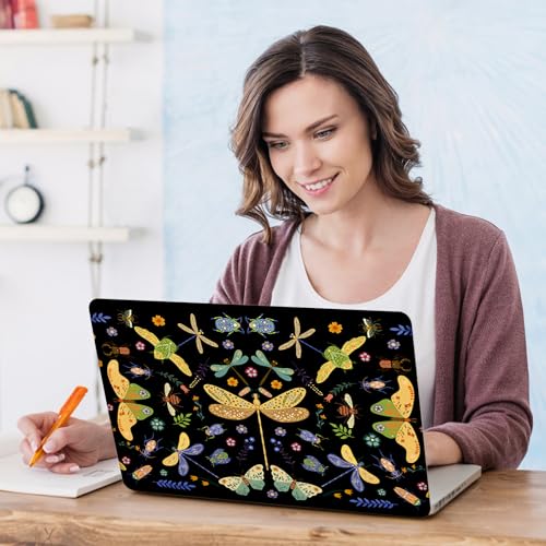 Image of DINKY Laptop Skin Sticker Decal 15.6 inch 15.4 inch 12 inch 13 inch 13.3 inch 14 inch 15 inch Laptop Universal Vinyl Skin Stickers Cover Art Decal Notebook PC Personalized Protector, Black Dragonfly