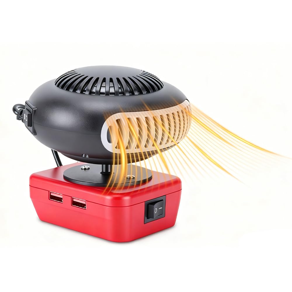 Chauffage sans fil portable rotatif à 360° avec 2 sorties USB, pour camping, voiture, intérieur