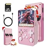KINMRIS R36S Retro Handheld Spielkonsole, Retro Konsole 3,5-Zoll-IPS-Bildschirm, 128 G über 40.000 Spiele, tragbare Spielkonsole für Kinder und Erwachsene, unterstützt mehrere Emulatoren (Rosa)