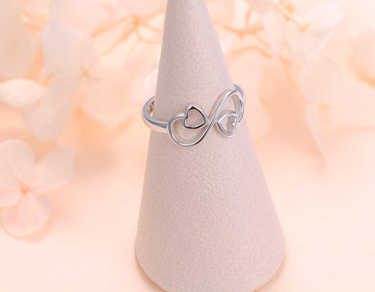 Sterling Silver Engraved Always Sister Forever Friend Heart Infinity Ring for Sister Gift Size 5-10 - Image 5