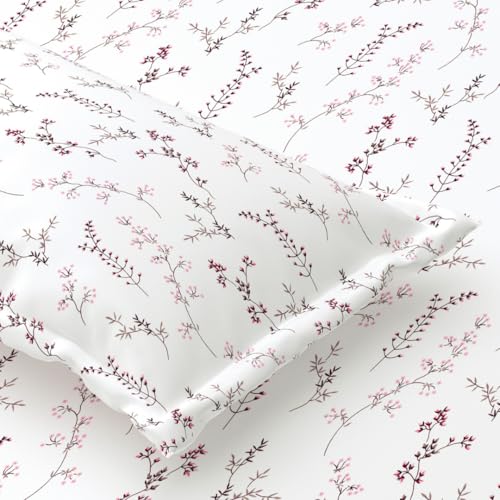 Image of Jaipur Weaves Bedsheet Single Size 100% Pure Cotton Bed Sheet with 1 Pillow Cover, 240 TC Premium Bedding Set, 60x90 inches, Super Soft Cozy (Tulips Pink, Single)