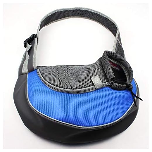 Dog Carrier Slings - Hands Free Puppy Carrier for Small Cat Breathable Mesh Travel Safe Pet Bag Comfortable Adjustable Pouch Single Shoulder Carry Tote Handbag Washable Blue S