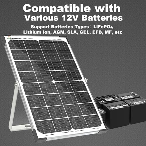Image of SOLPERK 30W Solar Battery Charger Solar Battery Maintainer + Upgrade 10A MPPT Charge Controller + Adjustable Mount Bracket for Car RV Boat Motorcycle，12V Waterproof Solar Panel Kit Trickle Charging