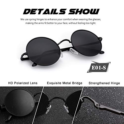 Image of CGID Retro Round Polarized Sunglasses Mens Womens Circle Metal Hippie Shades UV400 Protection E01