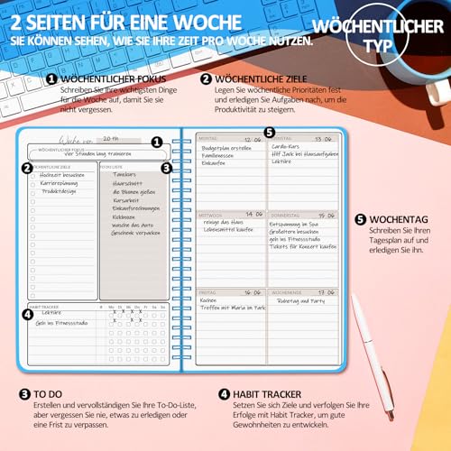 BIROYAL Undated Weekly Planner A5 Weekly Diary with To-Do List, Large Note Field - Image 4