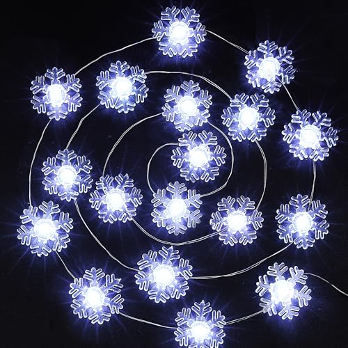 BlcTec Christmas Snowflake String Lights 40 LED 12.8FT Battery Operated Snowflake Fairy Lights with...