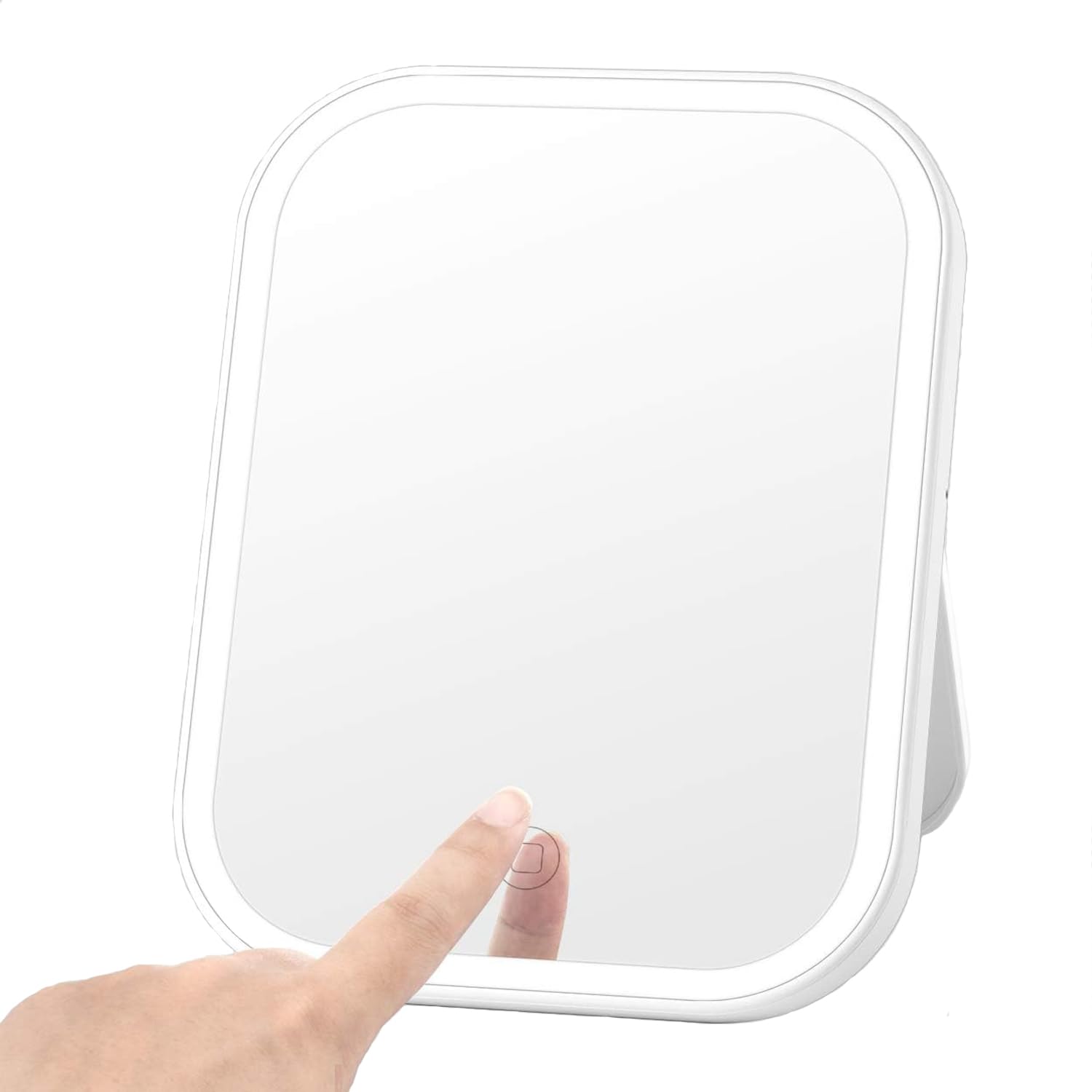 Genérico Espejo de Maquillaje Iluminado con luz LED, portátil, con Cable de Carga USB para Uso en casa y Viajes -Blanco Tocador de Maquillaje con luz LED