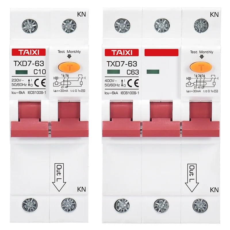 Interruttore Magnetotermico Interruttore differenziale con Protezione da sovracorrente 220 V 380 V RCBO 10 A 16 A 20 A 32 A 40 A 63 A 2P 3P 4P 30 mA Interruttori Automatici(4P 30MA,50A)