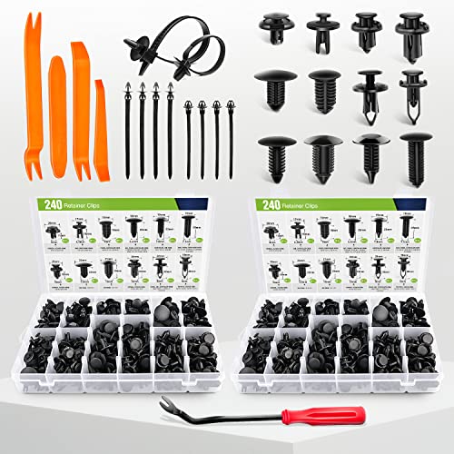 Image of Frokom 480pcs Car Retainer Clips,12 Most Popular Sizes Nylon Push Pin Set,Auto Body Door Panel Fastener Trim Remover Kit for Toyota GM Ford Honda Acura Chrysler