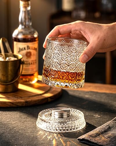 CEEFU 360° Spinning Whiskey Glasses Set with Gift Box, Set of 2 - Image 5