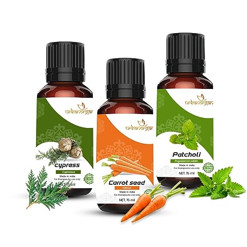 Image of Pure Combo Of 3 Essential oil For Hair & Skin Natural Therapeutic Grade & Undiluted Oil 15ML (Cypress-Carrotseed-Patchouli)