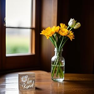 Be kind inspirational wood grain mini block sign 35  urban country home decor