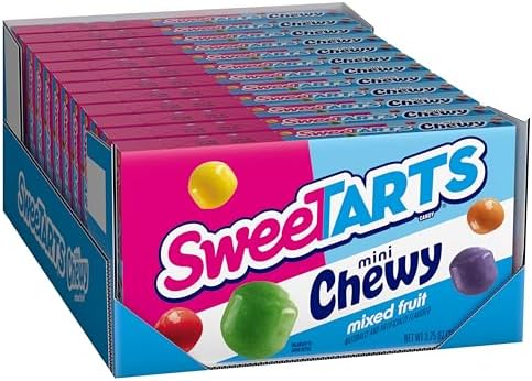 SweeTARTS Mini Chewy, Candy, Mixed Fruit, Theater Box, 3.75 oz, 12 count