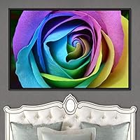 Framed Canvas Wall Art Blooming Closeup Botanical Chic Closeup Expressive Multicolor Photography Realism Ultra - 16x24 inches