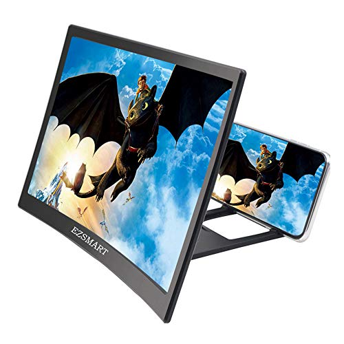 EZSMART 12" incurvée Agrandisseur D'éCran pour Smartphone, HD téléphone projecteur agrandisseur d'écran pour Films, vidéos, Pliable téléphone amplificateur d'écran Loupe d'écran pour téléphones Cover