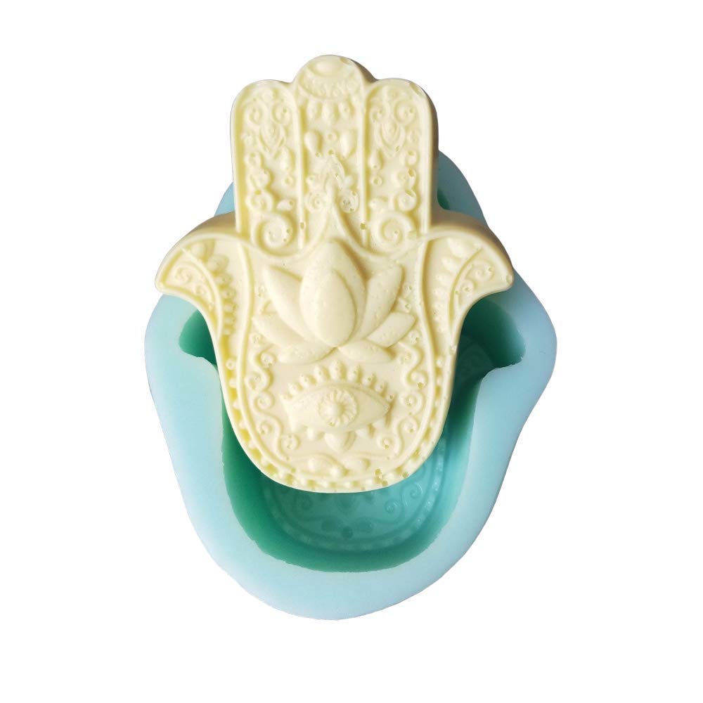 MATIN IMPEX Hamsa Lotus in The Palm Silicone Soap Mold Khamsah Hamsa Hand Silicone Mold for DIY Soap Making Hand of Fatima Mascot Candle Resin Mold-image-38