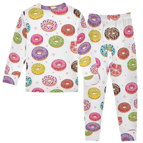 Pajama Sets Long Sleeve Colorful Donuts with Sprinkles Soft Comfy Sleepwear 2 Piece PJS 3-8T3