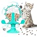 Windmühle Katzenspielzeug, Multifunktionale Rotierende Windmühle Futter Undichtes Spielzeug mit Leistungsstarkem Saugnapf Futterausgabe Linderung Von Angst Tumtable Fun Katzenspielzeug, Türkis