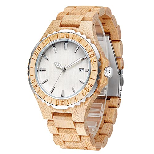 Montre en bois anti-irritation Tiong avec bracelet en bambou léger et hypoallergénique