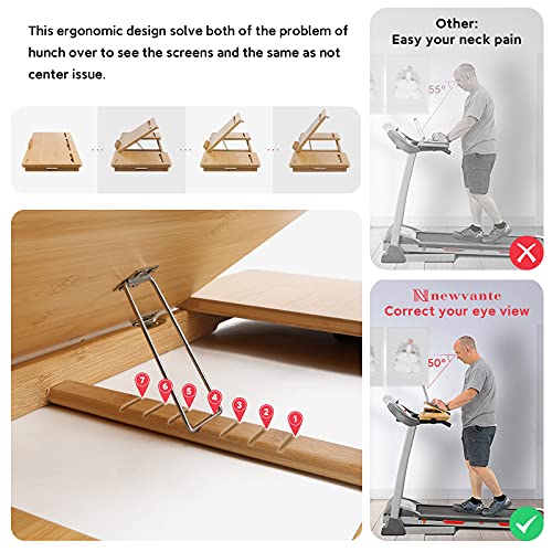 Base para portátil de bambú ajustable para caminadora miniatura 4
