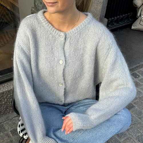 Women Y2K Button Down Crop Sweater Long Sleeve Cardigan Lightweight Open Front Knit Sweaters Fall Cardigans3