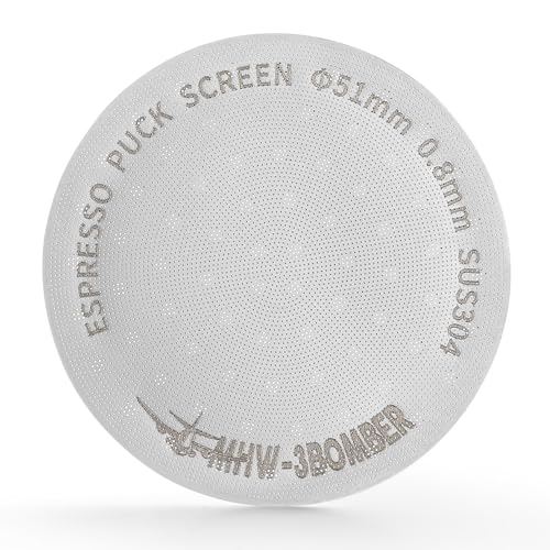 MHW-3BOMBER Puck Screen 51 mm, 0,8 mm Acier Inoxydable 180 μm Tamis à Expresso, Accessoires à Expresso, Filtre Réutilisable, Pour Porte-Filtre 51 mm