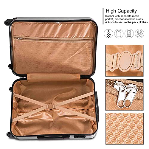 Apelila Hardshell Luggage 4 Piece ABS Luggages Sets With Spinner Wheels Hard Shell Suitcases Free Backpack (Silver 2)