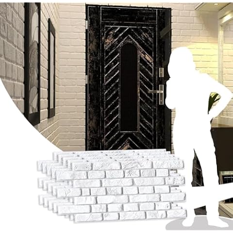 Dundee Deco White Faux Bricks PVC 3D Wall Panel, 3.1 ft X 1.6 ft (95cm X 50cm), Pack of 5, Interior Design Wall Paneling Decor, Total Coverage 25.5 sq. ft. (2.4 sq. m) Cover