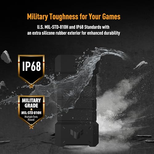 Image of ASUS TUF Gaming A2- USB-C 3.2 Gen 2x2 Portable SSD Enclosure, Dual M.2 NVMe PCIe and SATA, MIL-STD-810H Drop Resistance, IP68 Water and dust Resistance, Aluminum Alloy Chassis and a Thermal pad