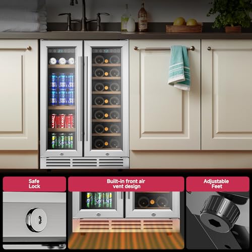 Icyglee BRU-DD04 24 Inch Wine And Beverage Refrigerator, Dual Zone Wine Cooler With Glass Door, Hold 88 Cans And 21 Bottles, Built In Or Freestanding Under Counter Wine Fridge thumb #4