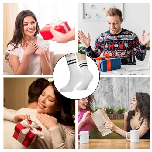 Utensilsto 6 Paare Damen Socken Weiß Sportsocken Tennissocken Sport Socken mit Streifen Baumwolle Socken Damen, Weiß