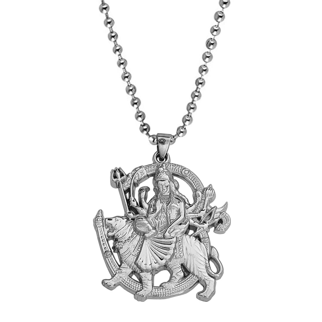 Religious Lord Om Sherawali Mata Durga Silver Zinc,Metal Pendant For Unisex