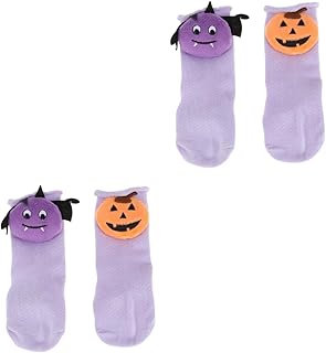 Didiseaon 2 Pares De Meias De Halloween Meias Fofas Meias De Algodão Meias De Algodão Meias Temáticas De Halloween Meias Respiráveis Penteadas Meias De Algodão Desenho Animado Meias