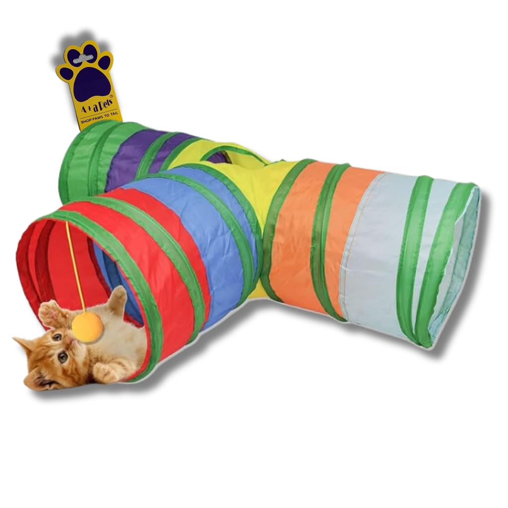 A+a Pets Cat 3 Way Tunnel Toy | Interactive Multi Pet Puzzle Play Game for Cats, Kitten, and Puppies (B0CMH317J1) Amazon Price History, Amazon Price Tracker