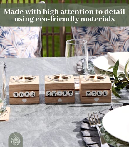 Bower Barn Wooden Candle Holder Set Of 3, Housewarming Gift, Votive Candle Holder Set For Table Centerpieces, Gift For Housewarming, New Home, Or Apartment Gifts, Or Hostess Gifts #TOP5