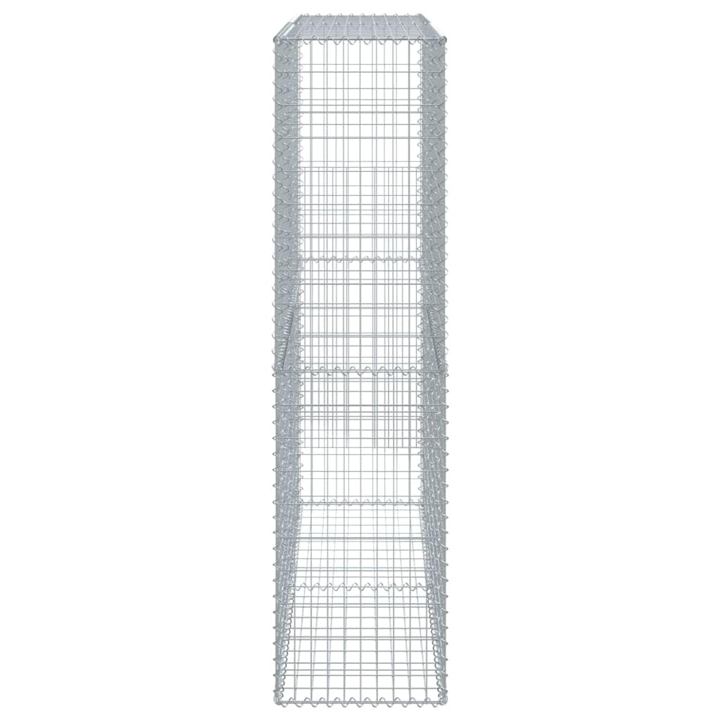 Gavión con tapa, 200 x 50 x 200 cm, hierro galvanizado, cesta de piedra para jardín y terraza con alto, resistente a la corrosión, versátil como protección visual, jardinera elevada