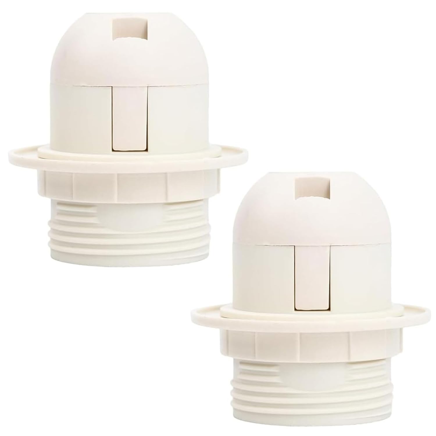 2 Pcs Lamp Holder White Plastic E27 Threaded Light Socket with Lamp Shade Ring for Table and Floor Lamps VDE CE Certified Medium Base Screw Fitting Ideal for Light Bulb Holder