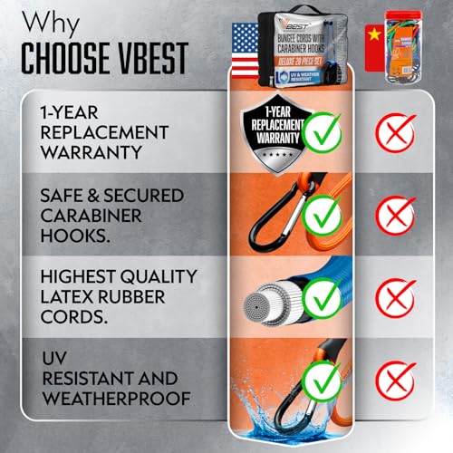 Image of Bungee Cords with Hooks 28Pcs Set - Heavy Duty Outdoor Assorted Sizes