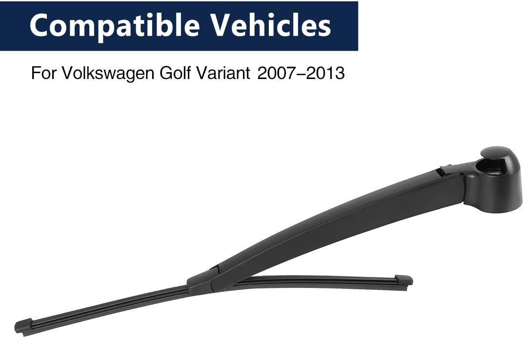 X AUTOHAUX Car Rear Windshield Wiper Blade Arm Set Black 335mm 13 Inch for Volkswagen Golf Variant 2007-2013