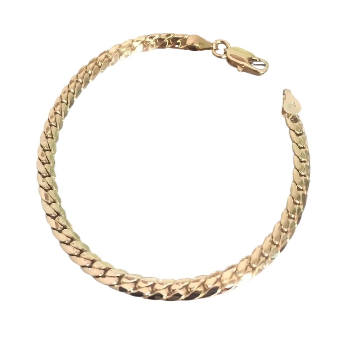 Pulsera de malla inglesa, 18 cm x 4 mm, chapada en oro de 18 quilates