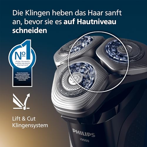 Philips Rasierer i9000, Elektrischer Nass-und Trockenrasierer für Herren mit integriertem Trimmer, dunkelgrau, Reinigungsstaion… – Ansicht 3