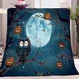 Kuscheldecke Eulen-Kürbis Weiche Fleecedecke Sofaüberwurf, Vollmondkürbisse zum Thema Halloween Weich & Warm Tagesdecke Wohnzimmerdecke Couchdecke 150x200 cm