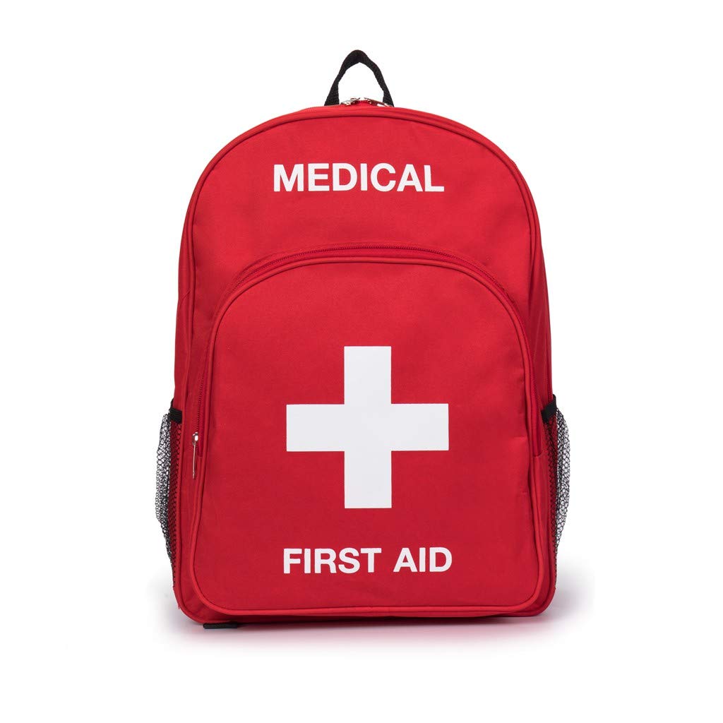 Jipemtra Unisex Red Emergency Backpack - First Aid Bag For Cycling, Hiking, Camping & Outings