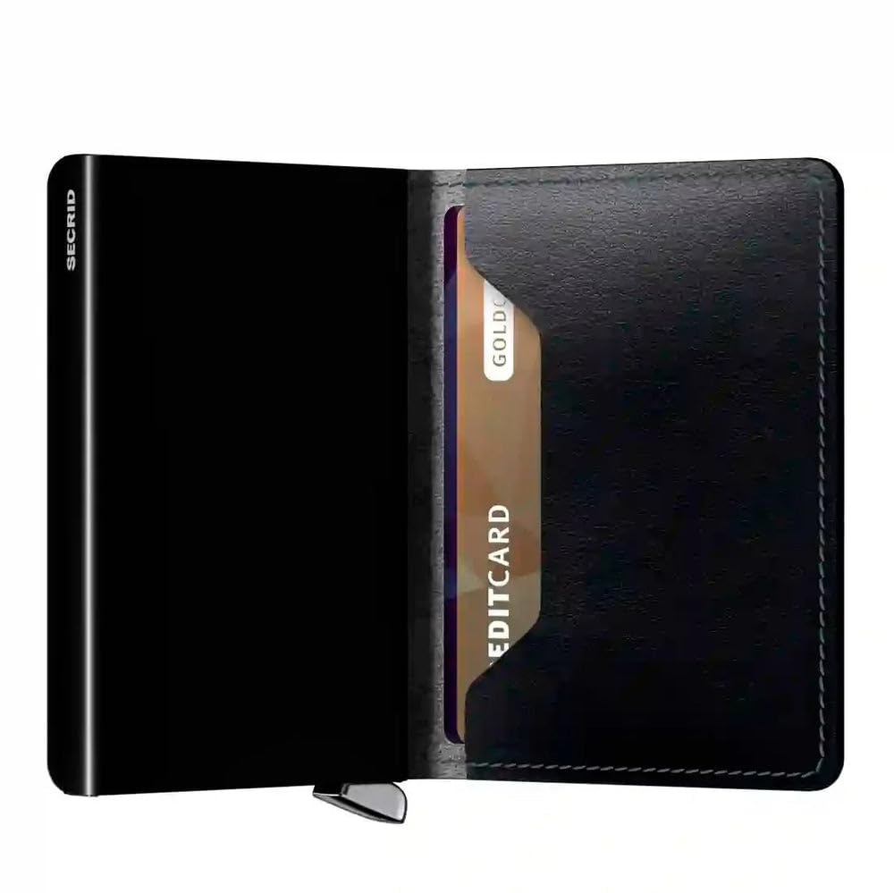 SECRID Slimwallet Dusk - Portafoglio unisex per adulti, in pelle italiana di alta qualità, con protezione RFID, colore foglia di tè, Verde acqua