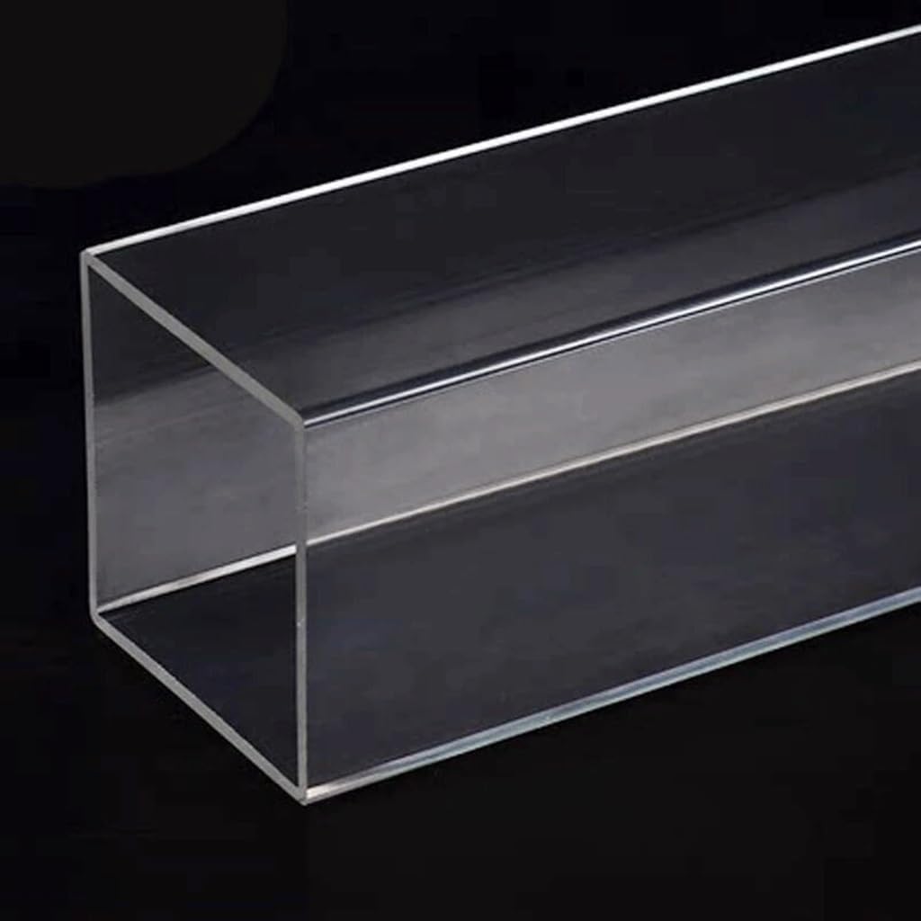 Acrylic Square Pipe Hollow Duct Transparent Tube PMMA, for DIY Projects Water Cooling System Plumbing(10mmx10mmx1.5mx100mm)