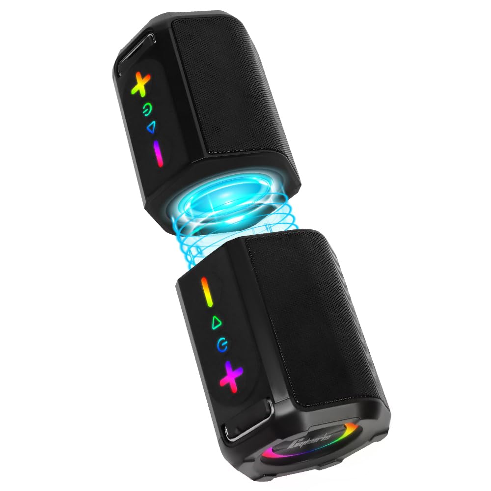 CYBORIS Altoparlante Bluetooth 2 in 1, suono stereo da 30 W, luce RGB, impermeabile, 24 ore di autonomia, Bluetooth 5.4, portatile, per attività all'aperto, viaggi e sport