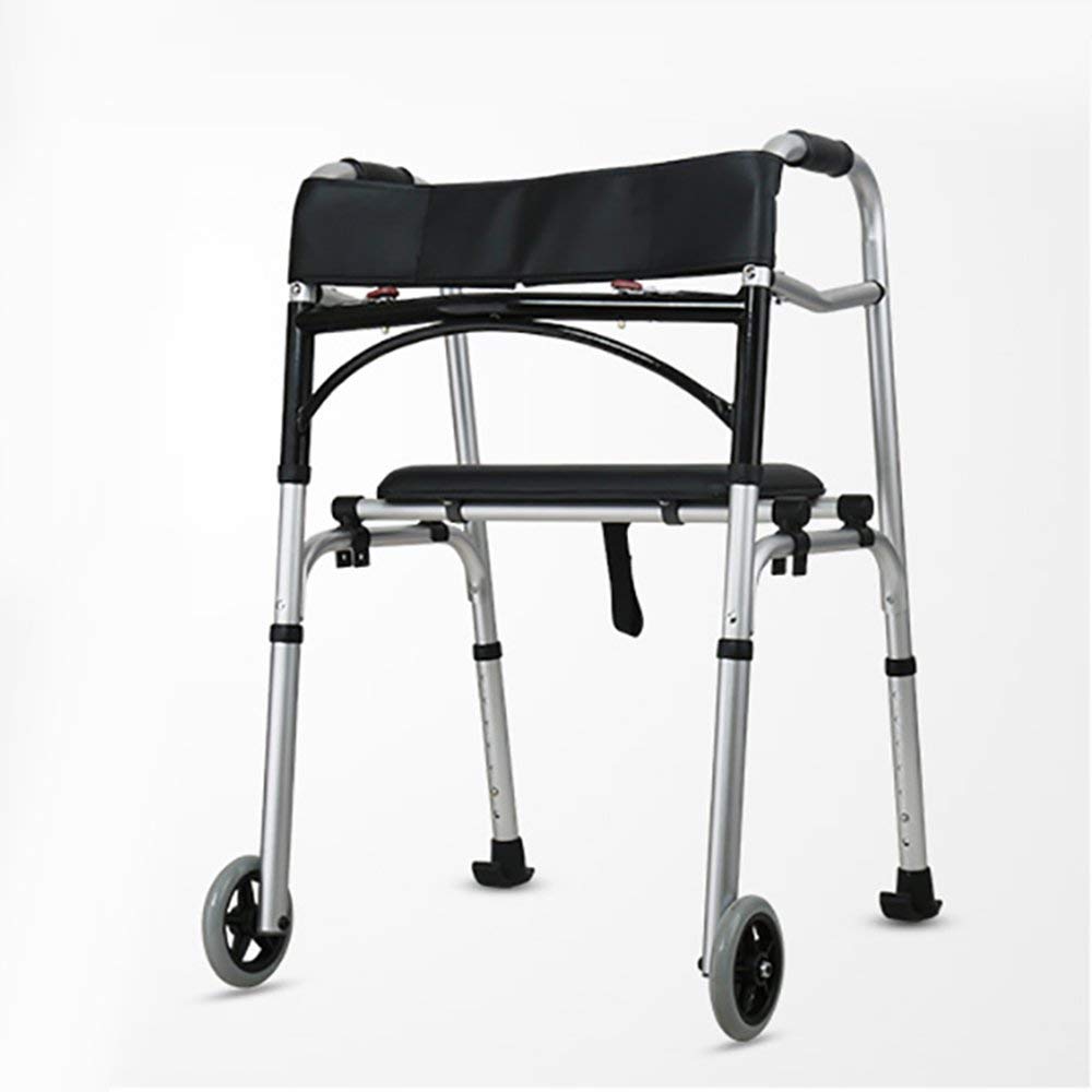 Sprzęt do chodzenia Stojak/siedzisko Regulowany składany chodzik Aluminiowy chodzik Old Man Sprzęt rehabilitacyjny dla osób niepełnosprawnych (stojak + siedzisko + torba + dwa koła)