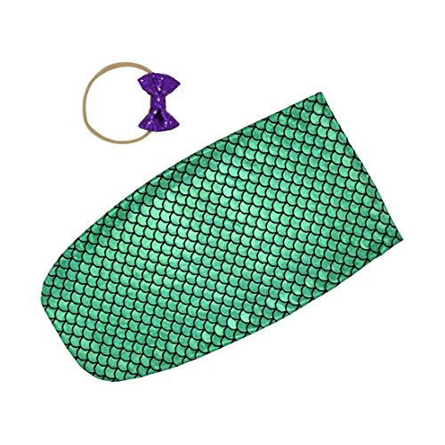 Image of Newborn Baby Girls Mermaid Blanket Swaddle Fish Scale Nursery Receiving Blankets,Mermaid Baby Sleeping Bag,Headband(LDZ5)